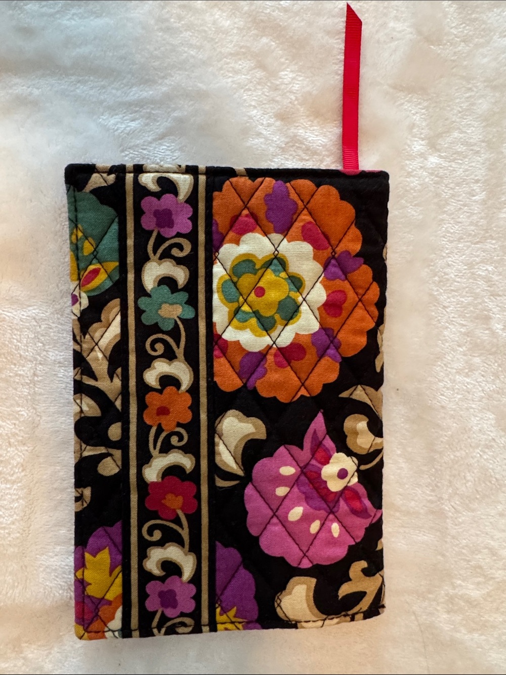 Vera Bradley Quilted Floral Black Fabric Journal Cover with Ribbon